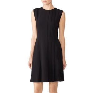 Theory Sleeveless Pleated-Panel Mini Dress Size 8 Black Staple Minimalist Work